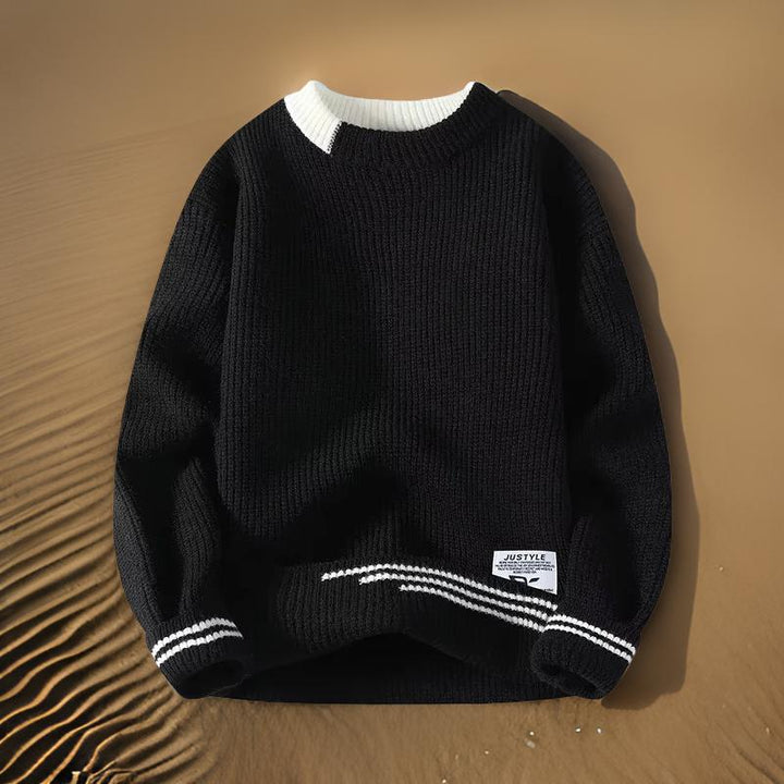 Osvald | Herre Vinter Sweater med Rund Hals og Ribkanter