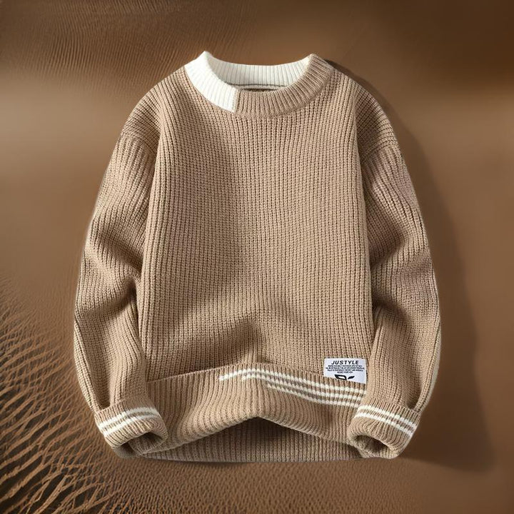 Osvald | Herre Vinter Sweater med Rund Hals og Ribkanter