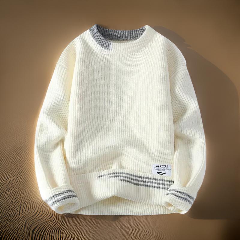 Osvald | Herre Vinter Sweater med Rund Hals og Ribkanter