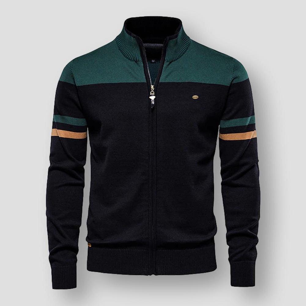 Halvor | Herre Vinter Zip-Up Jakke med Kontraststriber