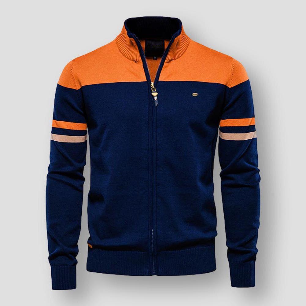 Halvor | Herre Vinter Zip-Up Jakke med Kontraststriber