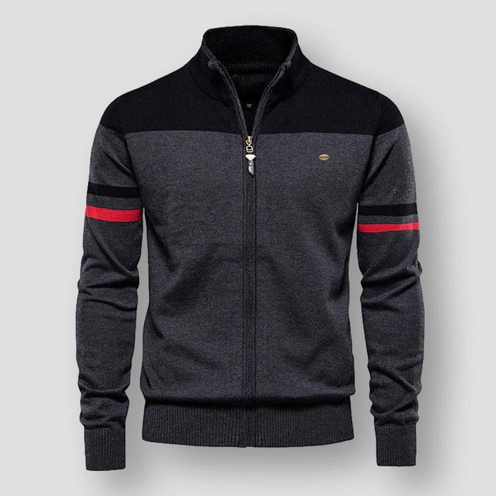 Halvor | Herre Vinter Zip-Up Jakke med Kontraststriber