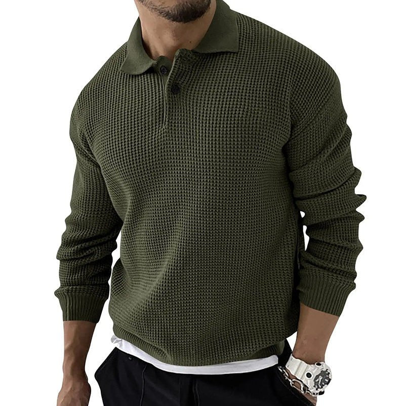 Melker | Herre Vinter Polo Sweatshirt med Vaffelstruktur