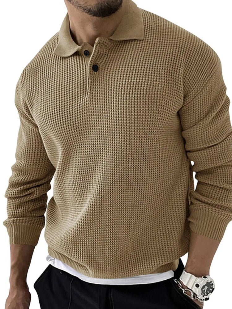 Melker | Herre Vinter Polo Sweatshirt med Vaffelstruktur