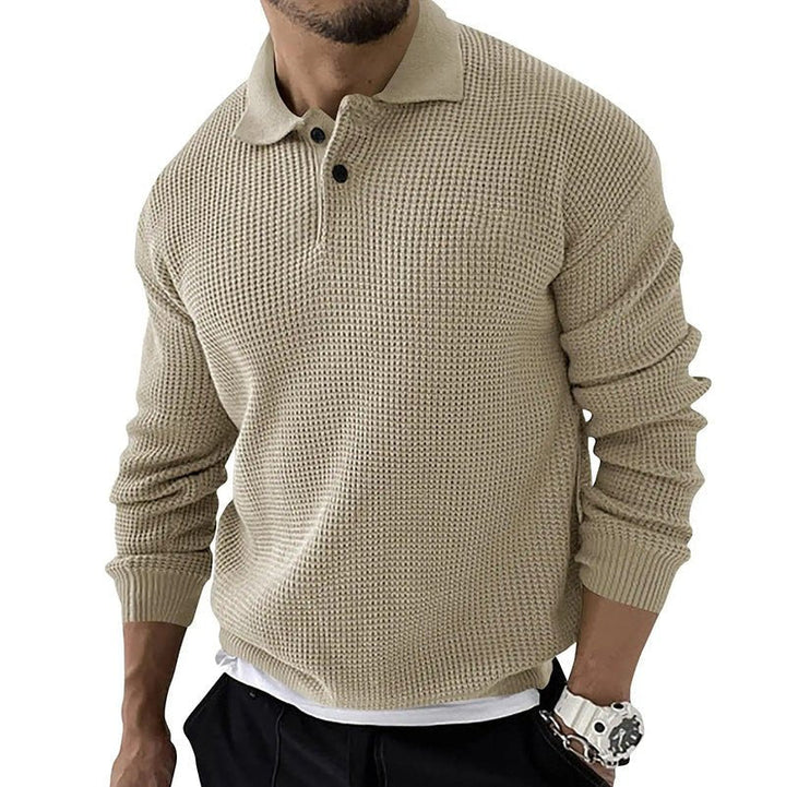 Melker | Herre Vinter Polo Sweatshirt med Vaffelstruktur