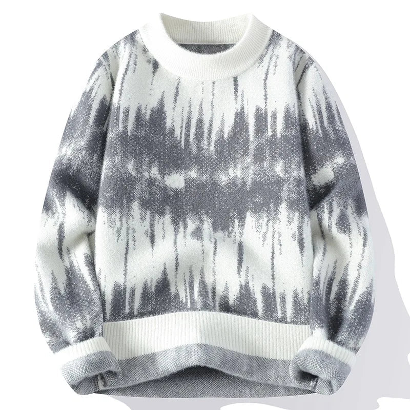 Silas | Herre Vinter Striktrøje med Tie-Dye Mønster