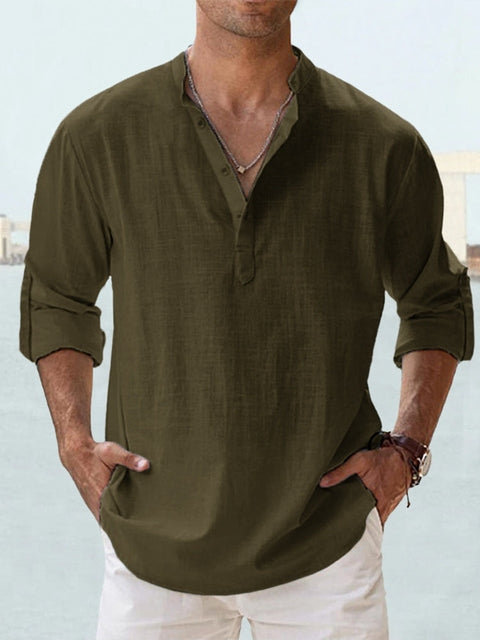 Milan | Stilfuld Knaplukket Henley Skjorte