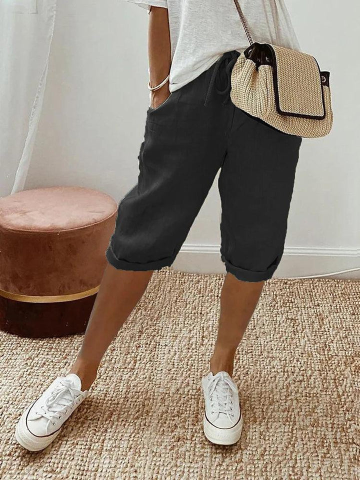 Margit | Casual Capri-bukser med Oprullede Bukseben