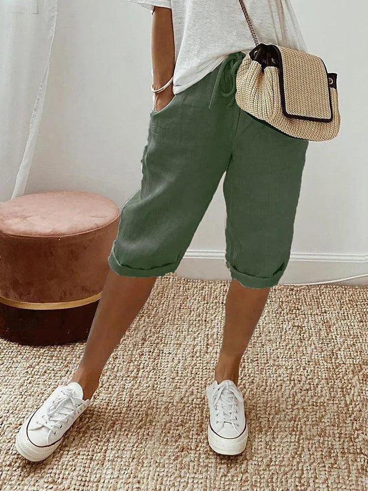 Margit | Casual Capri-bukser med Oprullede Bukseben