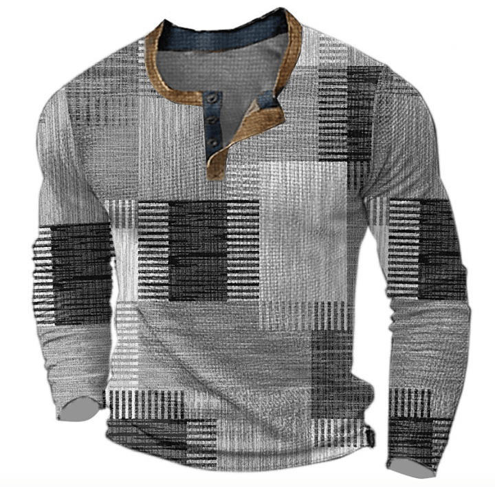 Norbert | Herre Vinter Patchwork Strik Henley Top