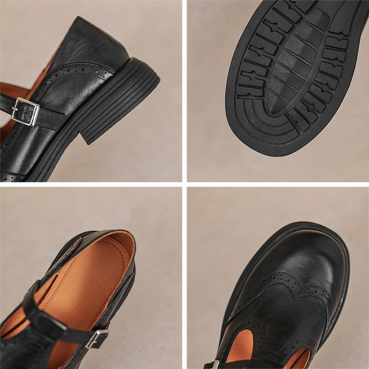 Elsbeth – Vintage læder T‑bar balletsko