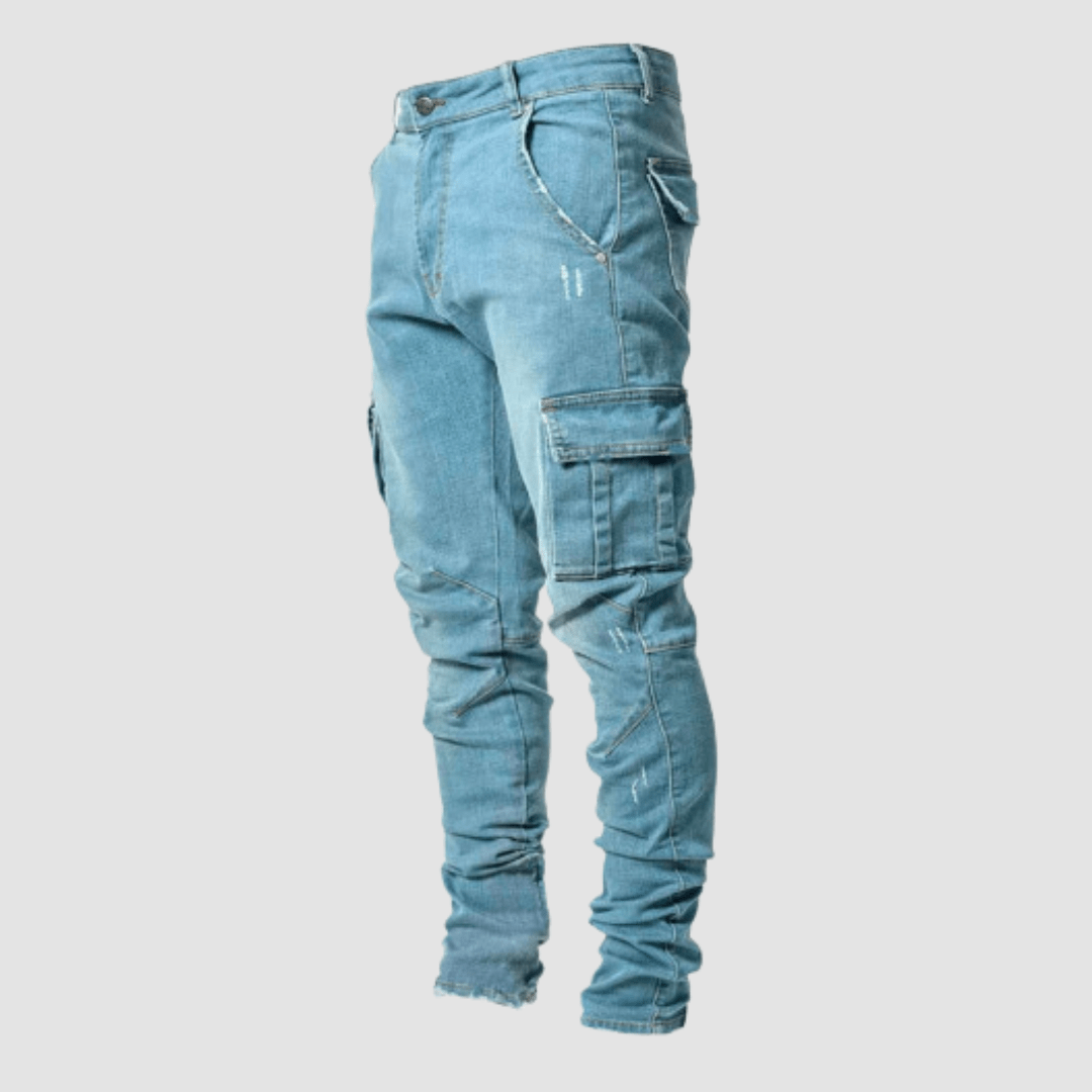 Svend | Slank Pasform Sorte Cargo Bukser