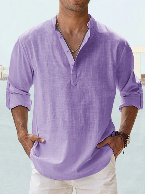 Milan | Stilfuld Knaplukket Henley Skjorte