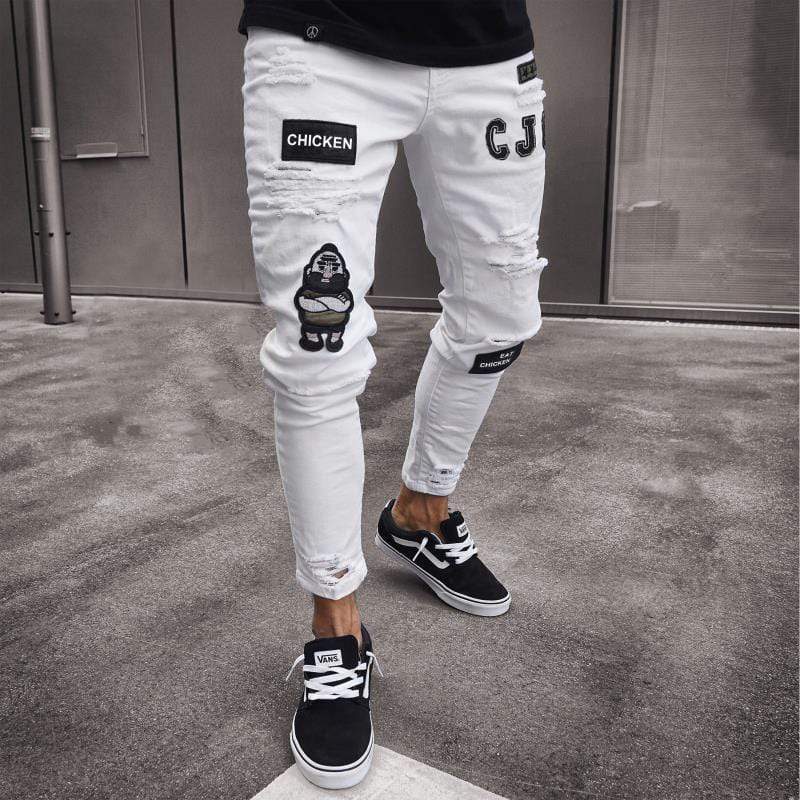 Bertram | Herre Stilfulde Ripped Skinny Jeans med Patches